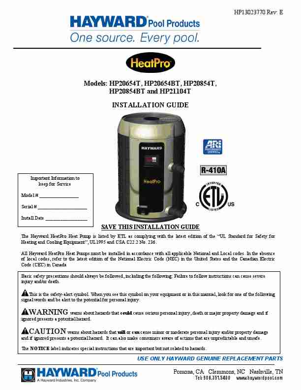 HAYWARD HEATPRO HP20654T-page_pdf